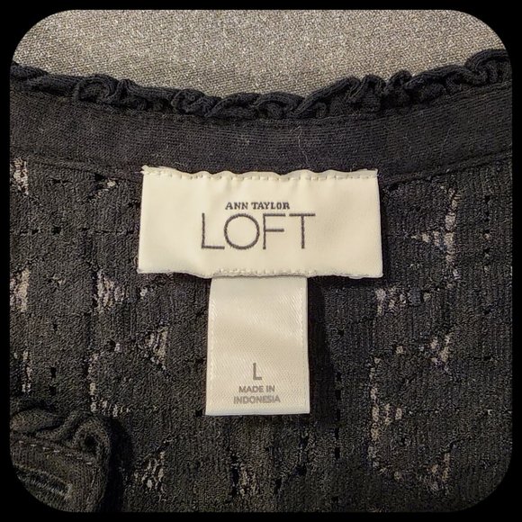 ANN TAYLOR LOFT || Lace Yoke Top (SIZE L) - Picture 5 of 6